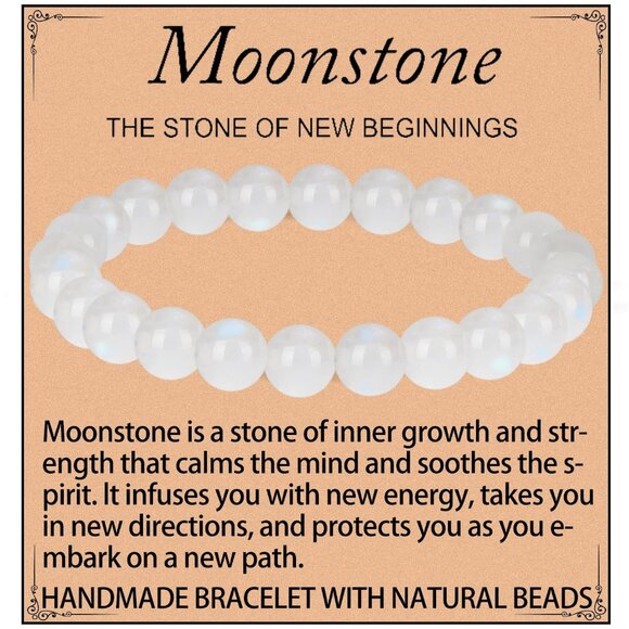 Moonstone Bracelet - New Beginning Bracelet for Women Men - Handmade Natural Gem - Picture 1 of 6